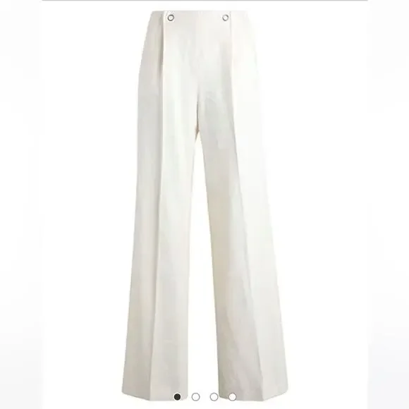NWT Boss Tapito linen high rise wide leg trouser pants in Open White, 16